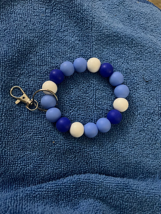 Blue Silicone Beaded keychain wristlet