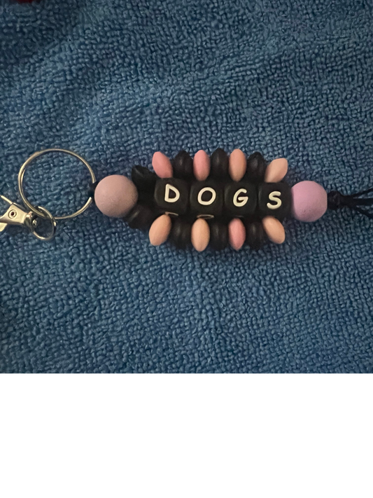 Dog Pink and Black Keychain